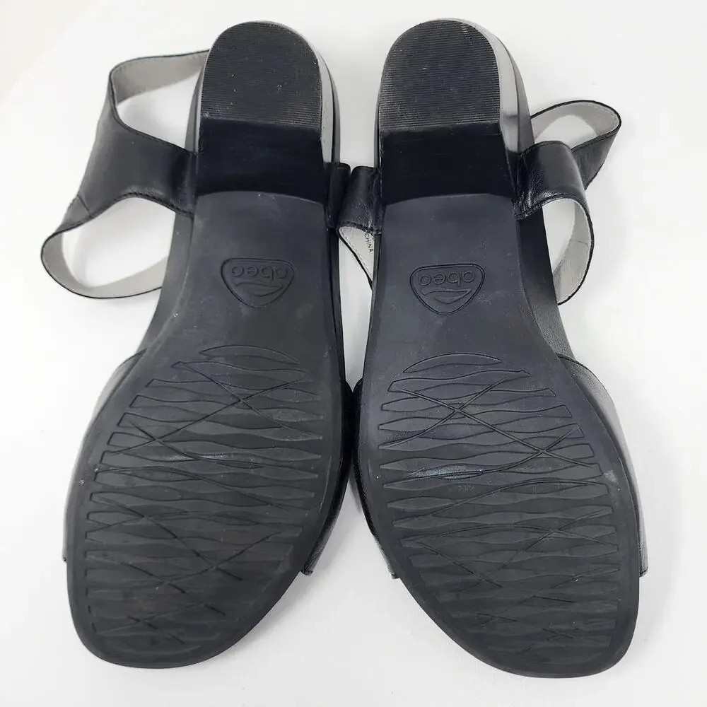 ABEO B.I.O. System Ruby Sandal 11 Narrow Black Leather Block Heel Comfort Shoes